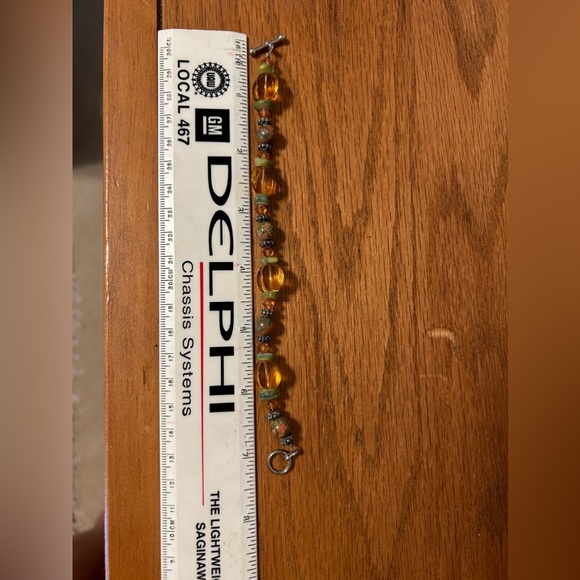 VINTAGE GLASS BEADS & SILVER BRACELET - Picture 3 of 3